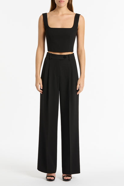 BLACK CREPE CROP TOP