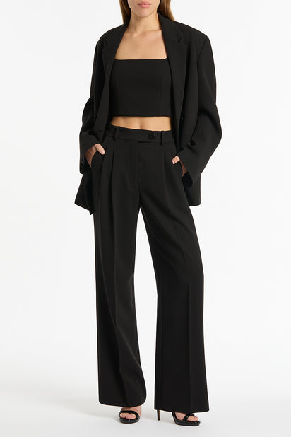 BLACK CREPE OVERSIZED JACKET