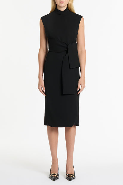 BLACK CREPE STRISCIA DRESS