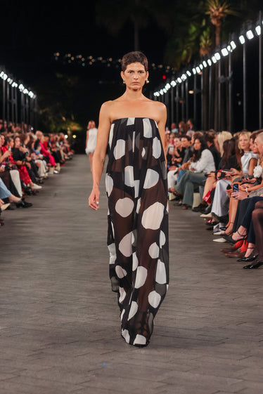 NOIR SPOT STRAPLESS MAXI DRESS