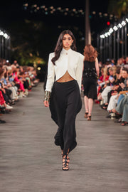 BLACK CREPE PETAL PANT