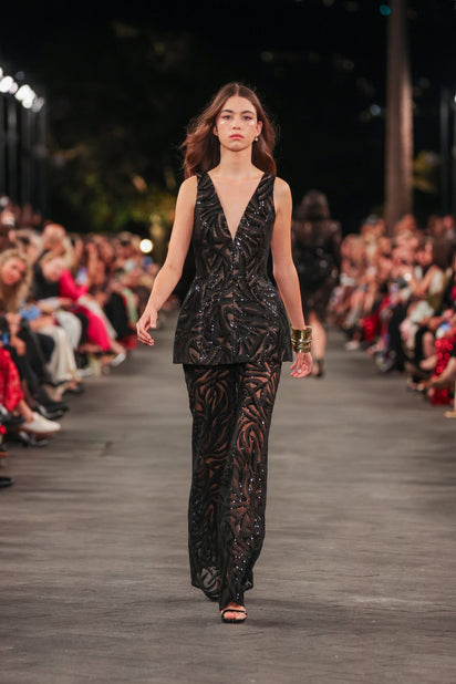 BLACK SWIRL SEQUIN FLARE PANT