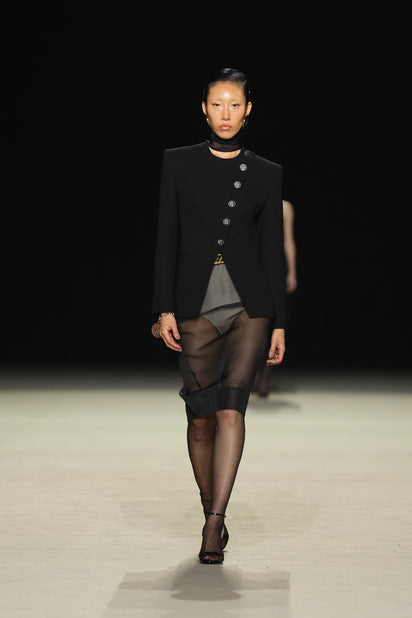 BLACK CREPE MONETA LONG JACKET