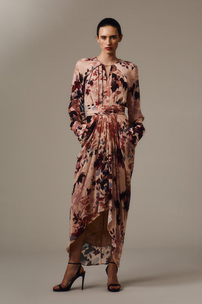 FIORI ETEREA GEORGETTE WATERFALL DRESS