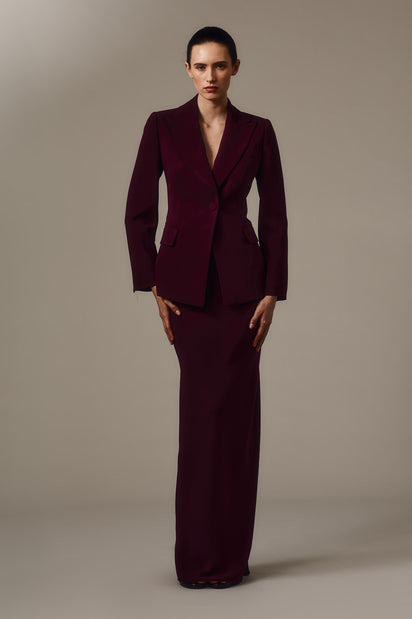 MERLOT CREPE BIAS SKIRT