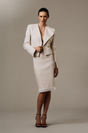 IVORY TWEED FRINGE  SKIRT