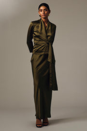MOSS SATIN WRAP TOP
