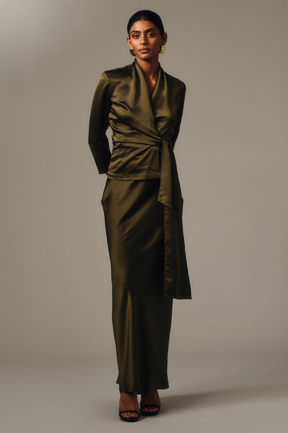 MOSS SATIN BIAS SKIRT