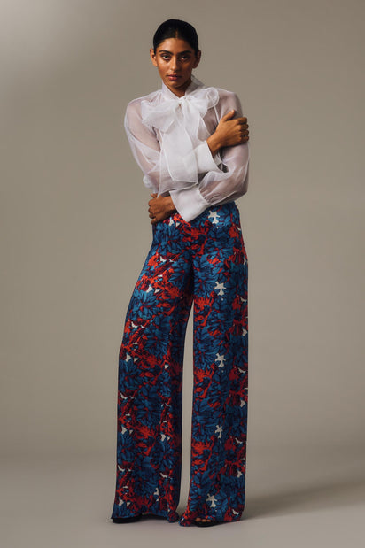 IVORY ORGANZA TIE BLOUSE