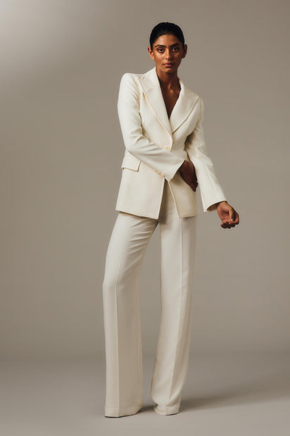 IVORY CREPE STRAIGHT LEG PANT