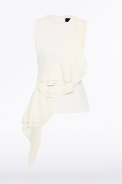 IVORY CREPE PETAL DETAIL TOP