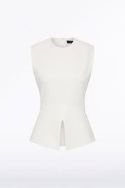 WHITE CREPE PEPLUM TOP