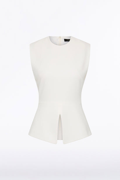WHITE CREPE PEPLUM TOP