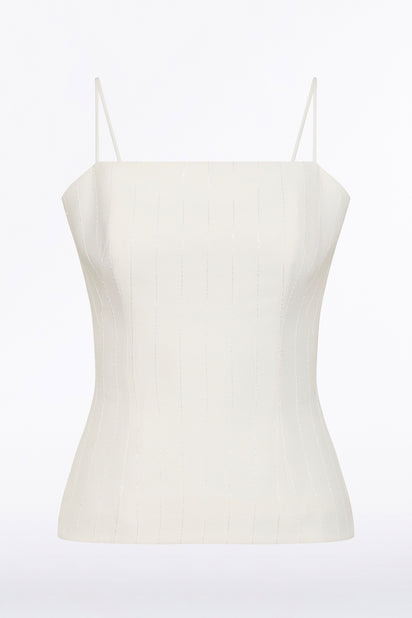 IVORY STARLIGHT TWILL BUSTIER TOP