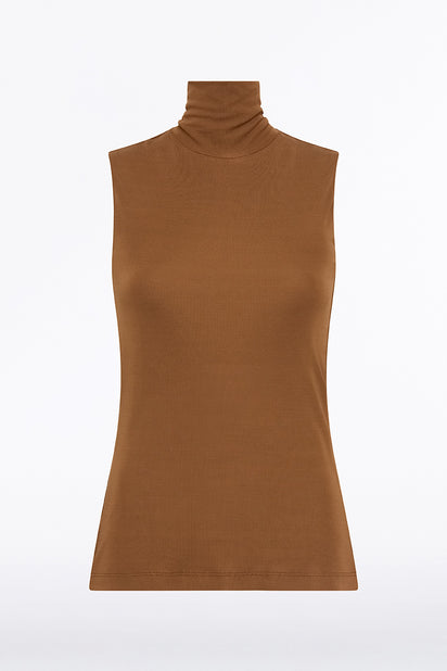 COGNAC MATTE JERSEY POLO