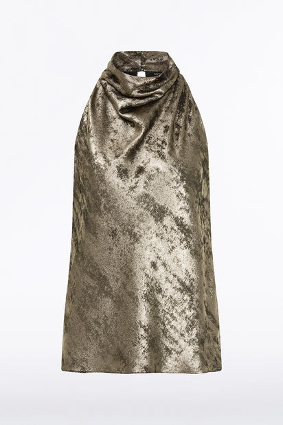 BURNISHED METALLIC HALTER TOP