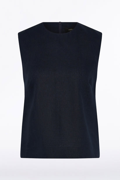 NAVY LINEN TANK TOP