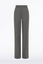 SLATE ITALIAN WOOL PINSTRIPE WIDE LEG PANT