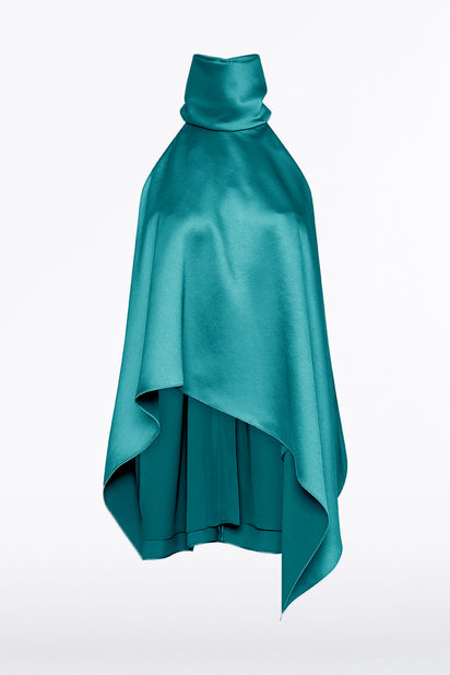 VIRIDIAN LUSTRE SATIN HALTER NECK TOP