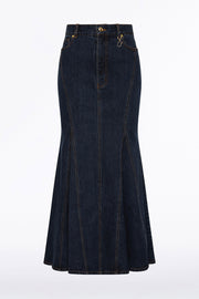 DARK INDIGO PANEL DENIM SKIRT