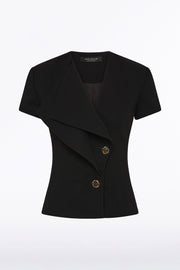BLACK CREPE DOUBLE-BREASTED VEST