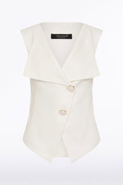IVORY LINEN DOUBLE BREASTED VEST