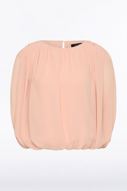 PALE ROSE GEORGETTE GATHERED CAPELET TOP