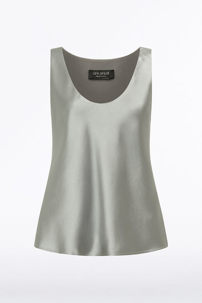 SILVER SATIN SCOOP CAMI