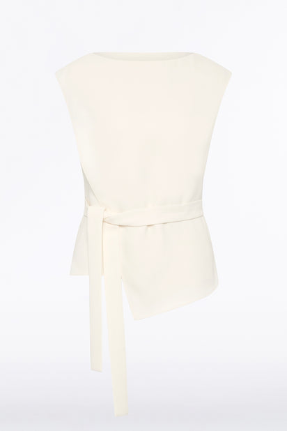 IVORY CREPE DRAPED TOP