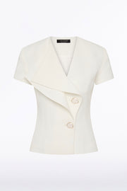 WHITE CREPE DOUBLE-BREASTED VEST