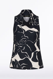 CELESTIAL PETALS LINEN FOLDED COLLAR TOP