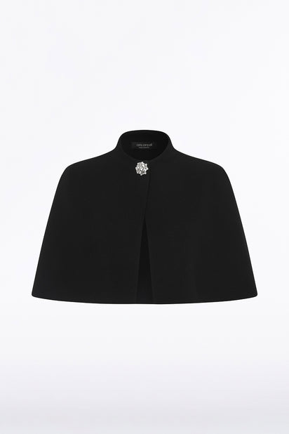 BLACK CREPE SHORT CAPE