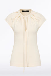 IVORY PONTE TIE DETAIL TOP