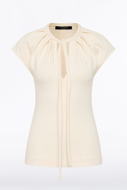 IVORY PONTE TIE DETAIL TOP