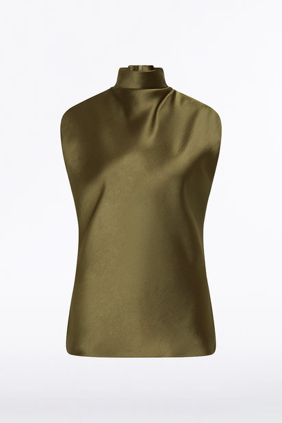 MOSS SATIN CAP SLEEVE TOP
