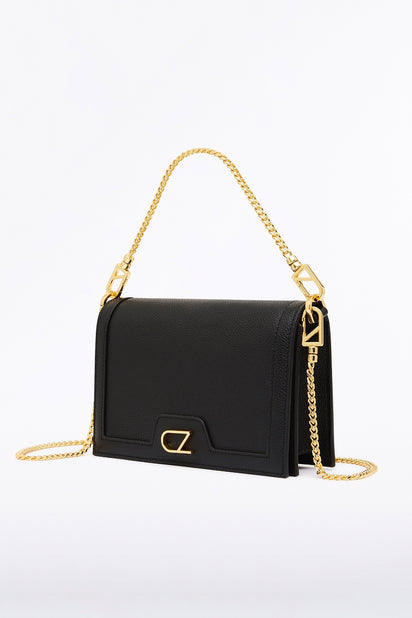 BLACK CZ CHAIN CROSSBODY BAG