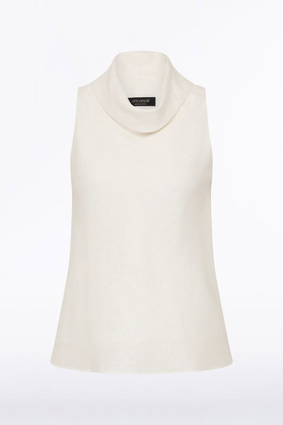 IVORY LINEN FOLDED COLLAR TOP