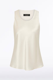 IVORY SATIN ACETATE RACER TANK