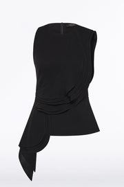 BLACK CREPE PETAL DETAIL TOP