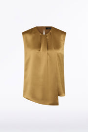 OLD GOLD LUSTRE SATIN TUCK FRONT TOP