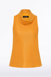 AMBER LINEN FOLDED COLLAR TOP