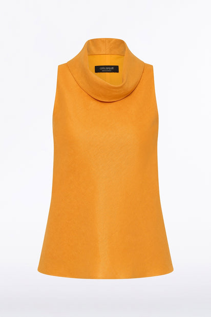 AMBER LINEN FOLDED COLLAR TOP