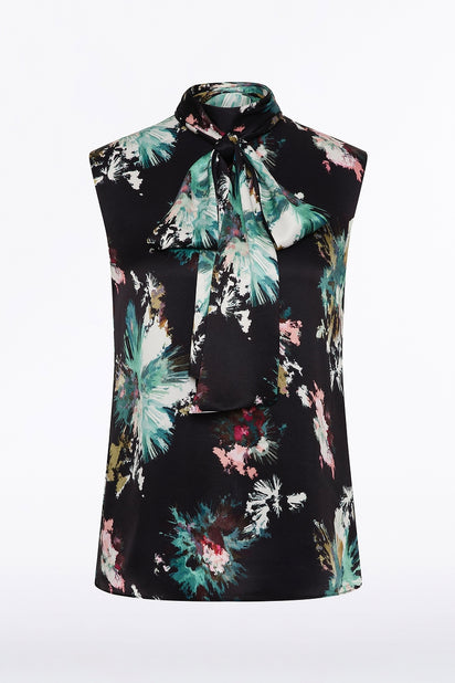 BELLE DE JOUR SATIN ACETATE TIE NECK TOP