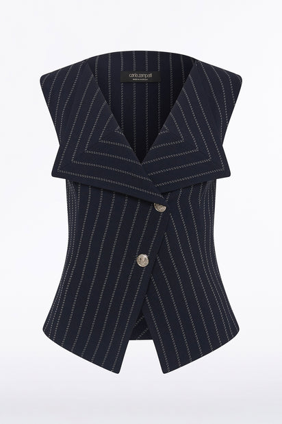 NAVY PINSTRIPE DOUBLE BREASTED VEST
