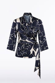 CELESTIAL PETALS SILK VISCOSE WRAP TOP