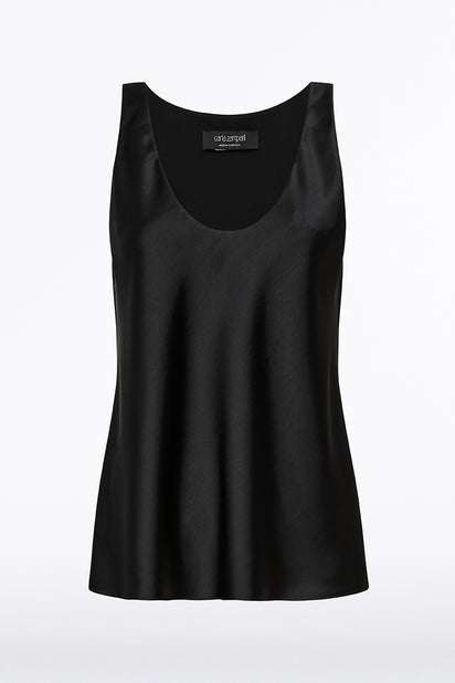 BLACK SATIN SCOOP CAMI