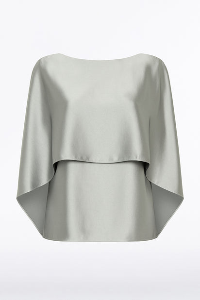 SILVER SATIN CAPE TOP