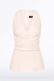 ROSA LINEN V-NECK WRAP TOP