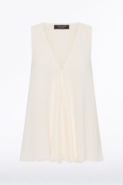 CREAM GEORGETTE FLUTED TANK