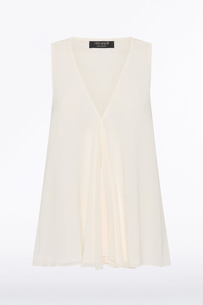 CREAM GEORGETTE FLUTED TANK